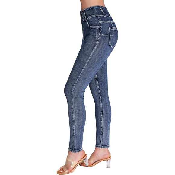 Women’s High Waisted Stretch Skinny Curvy Jeans Tummy Control Jeggings - Picture 5 of 5